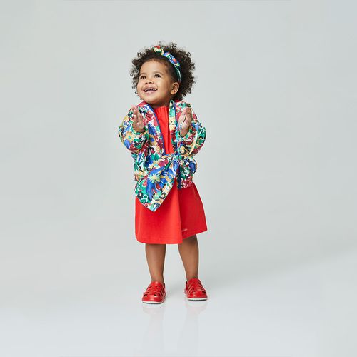 Casaco Toddler Corta Vento Flower Art Vermelho