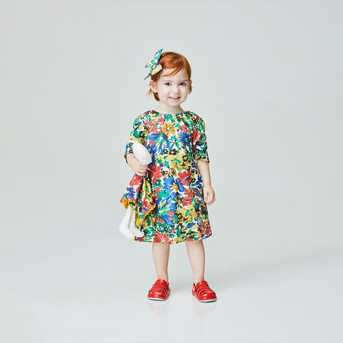 Vestido Toddler Flower Art Vermelho