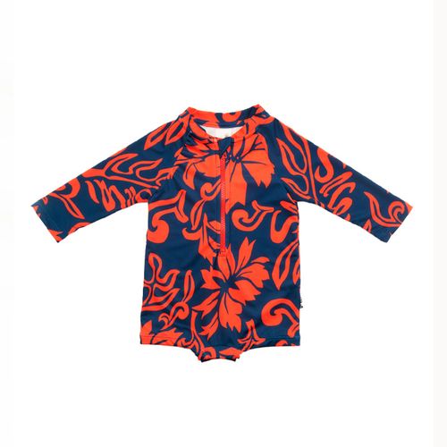 Maiô Toddler Bold Manga Longa Vermelho