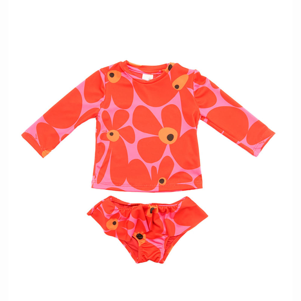 Conjunto Toddler Power Flower Vermelho