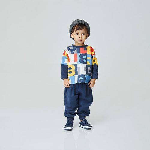 Conjunto Toddler Green 85 Manga Longa Azul