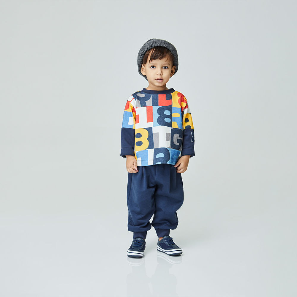 Conjunto Toddler Green 85 Manga Longa Azul