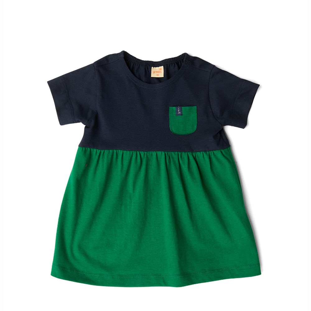 Vestido Bebê Color Block Verde