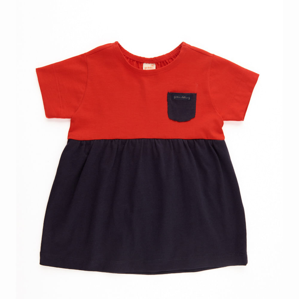 Vestido Bebê Color Block Vermelho
