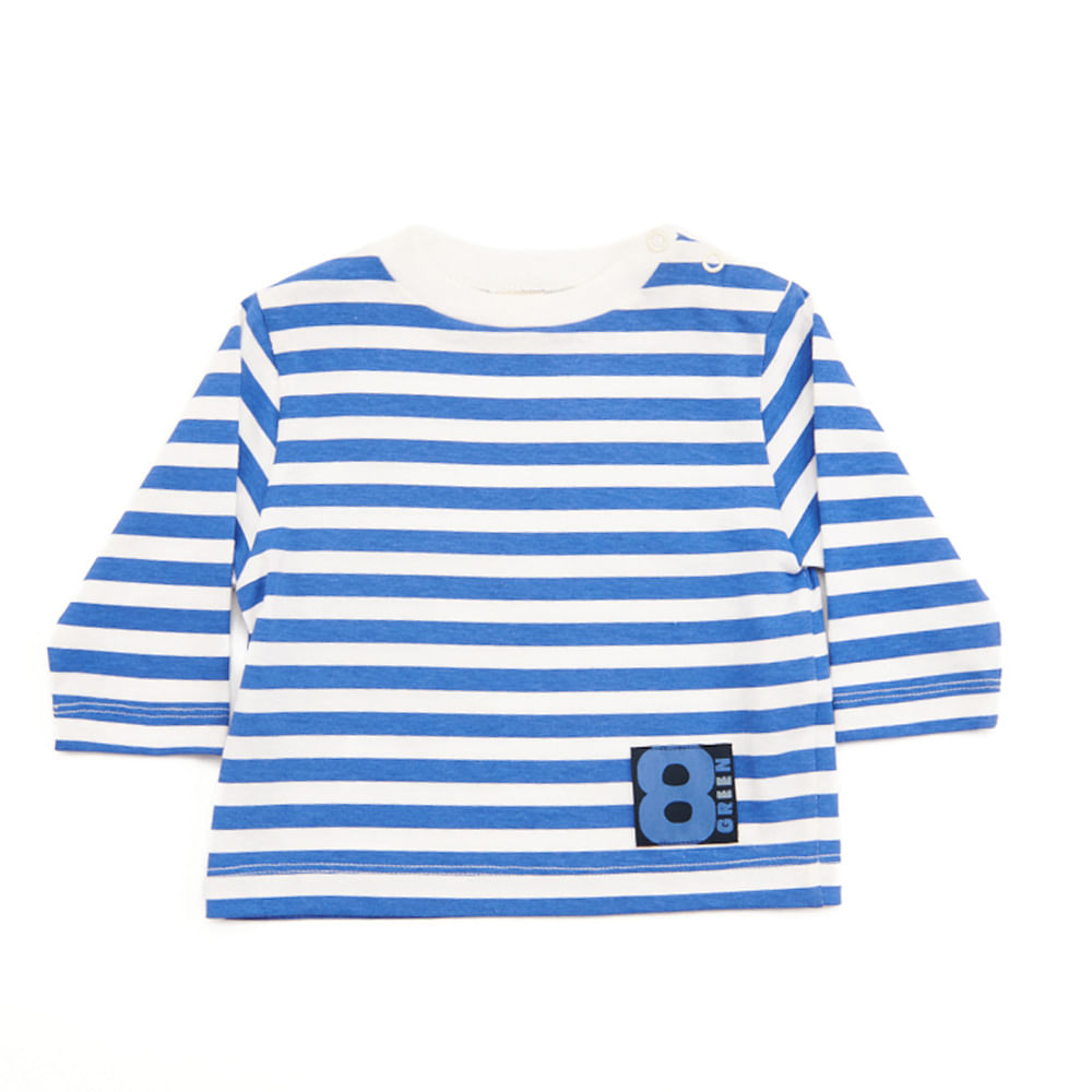 Camiseta Bebê Stripe Manga Longa Azul