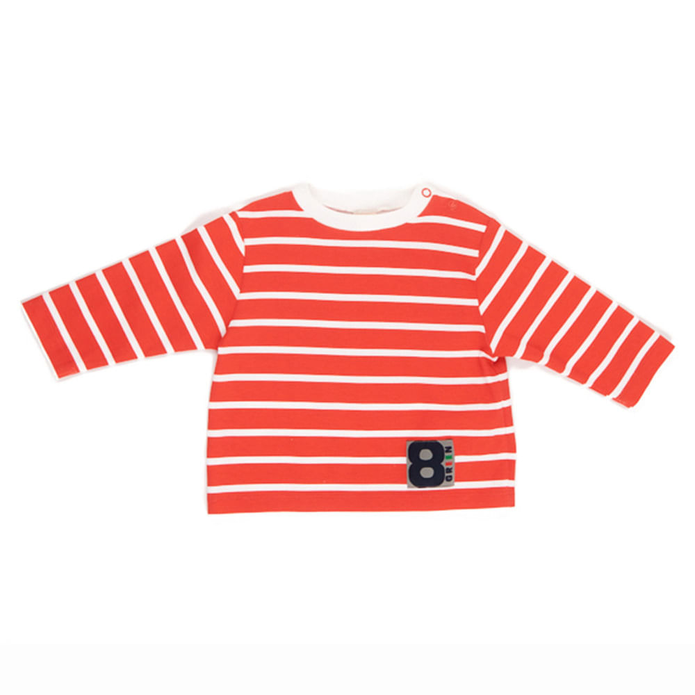 Camiseta Bebê Stripe Manga Longa Vermelha