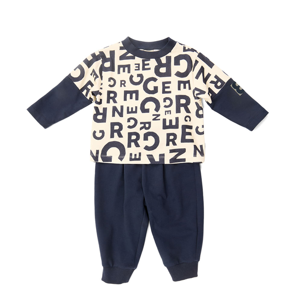 Conjunto Toddler Green 85 Manga Longa Off-White