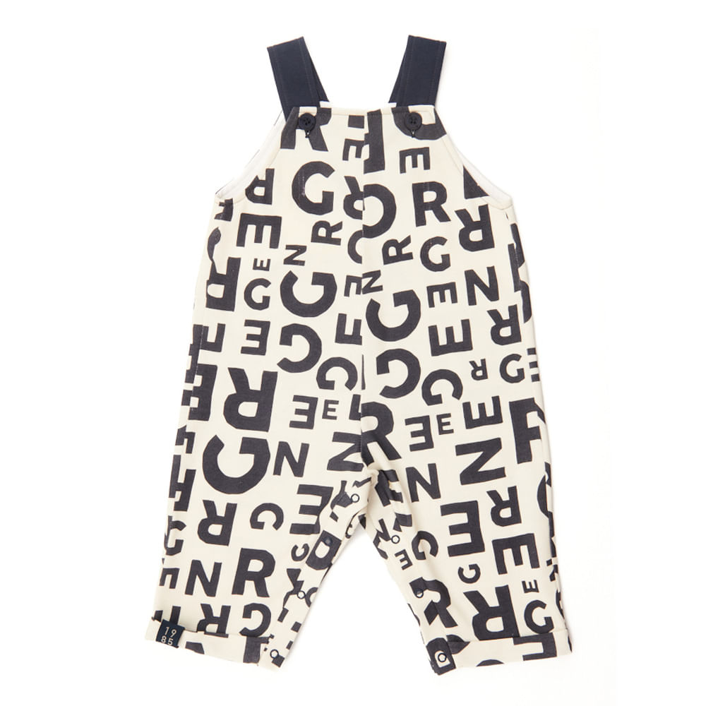 Jardineira Toddler Green Off-White