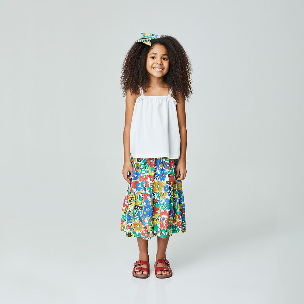 Saia Infantil Flower Art Vermelha