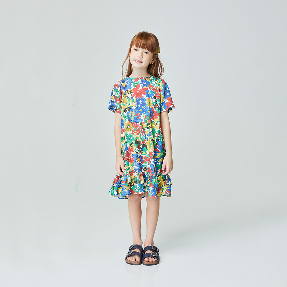 Vestido Infantil Flower Art Vermelho