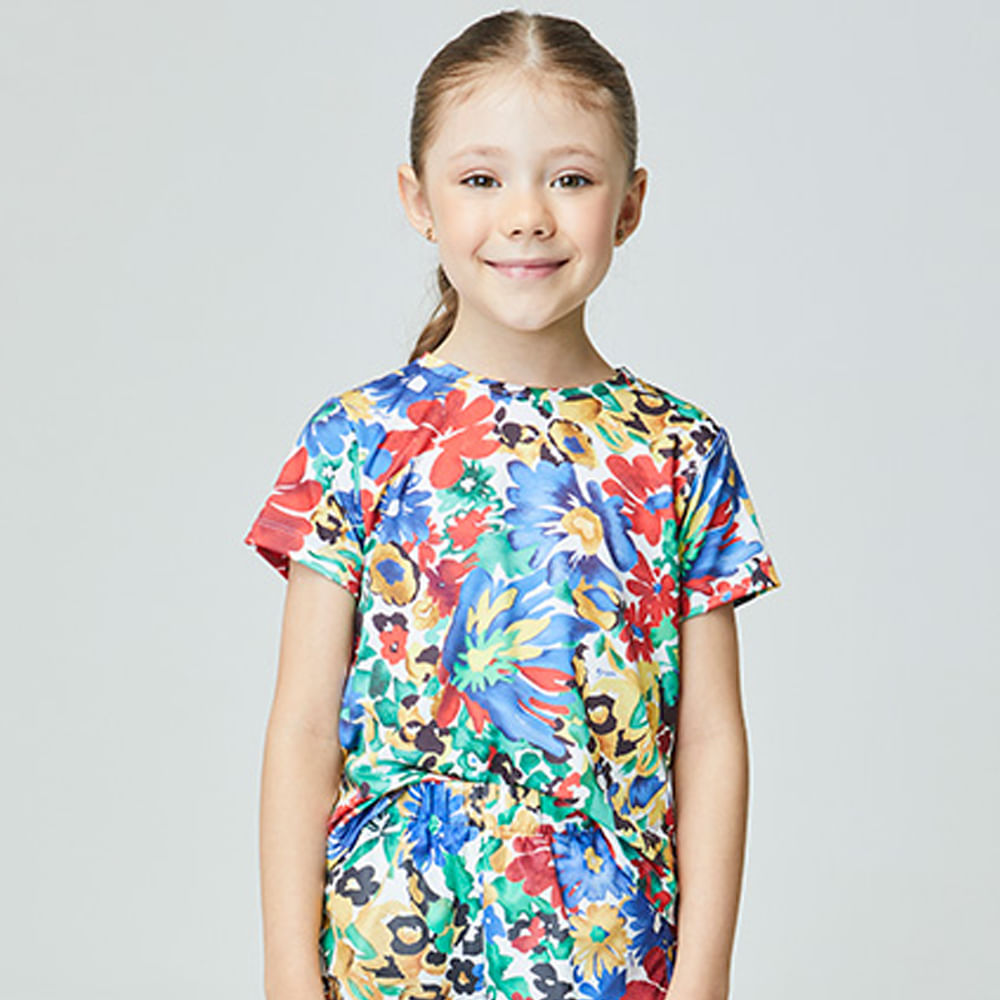 Camiseta Infantil Flower Art Vermelha