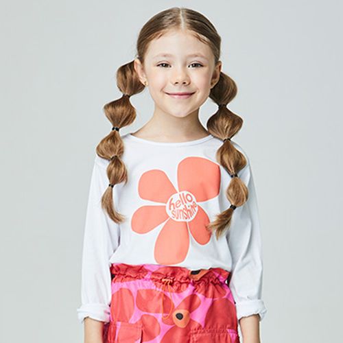 Camiseta Infantil Power Flower Manga Longa Branca