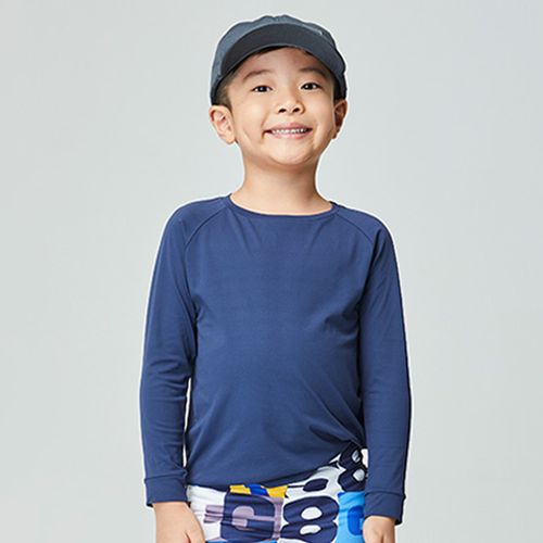 Raglan Infantil Praia UV Manga Longa Azul Escuro