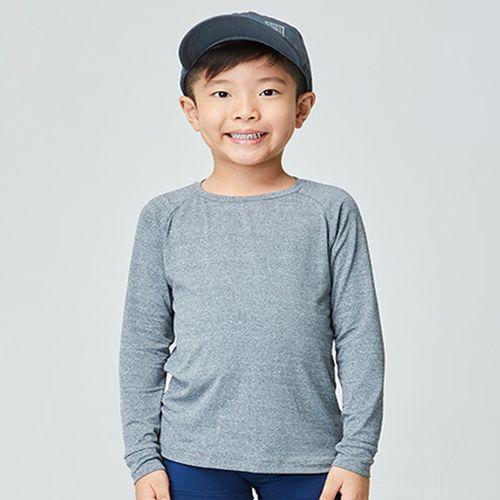Raglan Infantil Praia UV Manga Longa Cinza