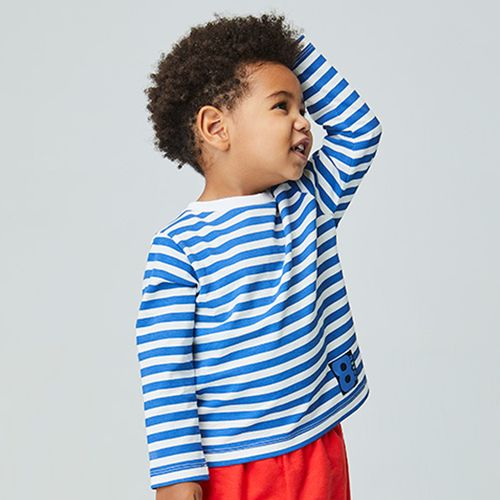 Camiseta Toddler Stripe Manga Longa Azul