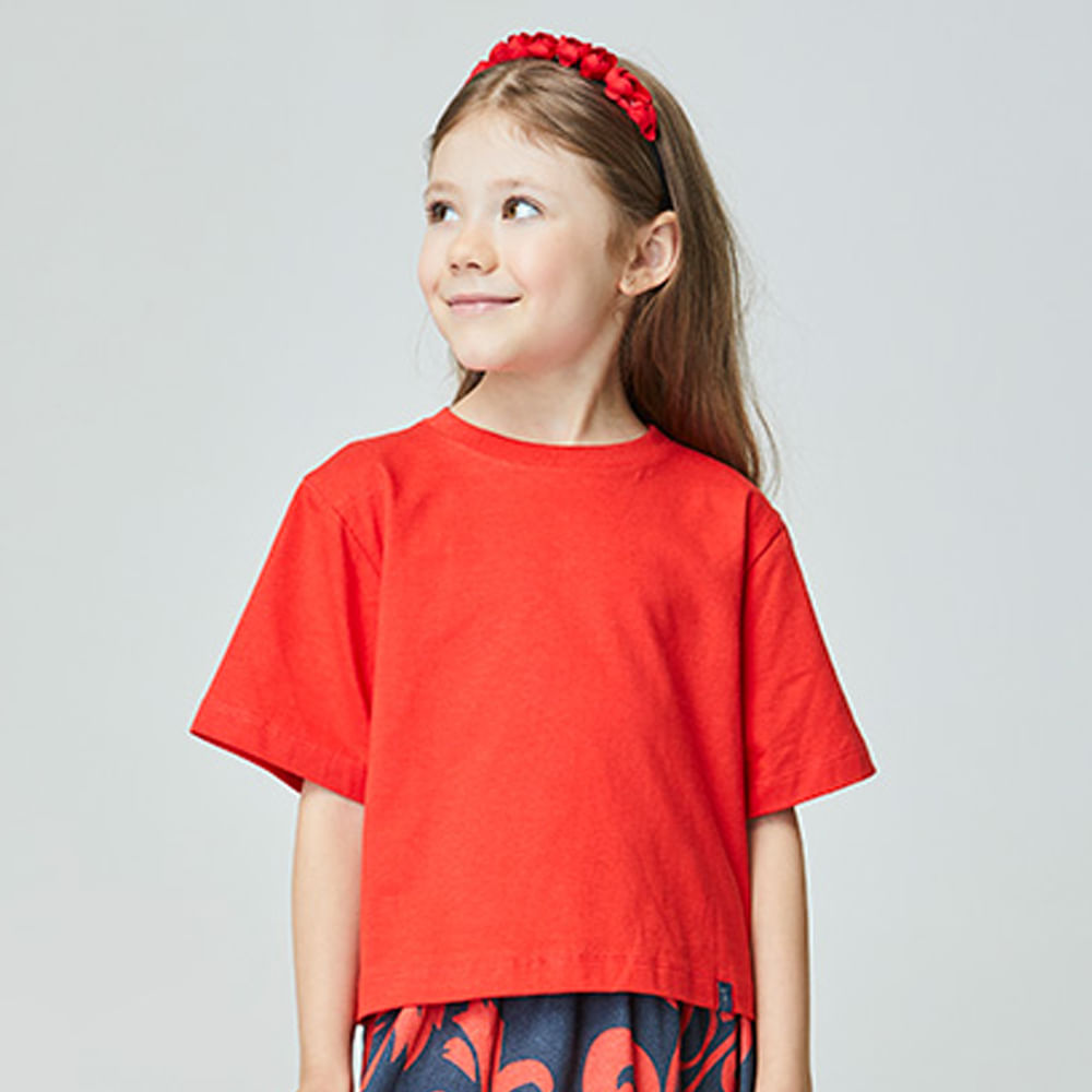 Camiseta Infantil Cropped Vermelha