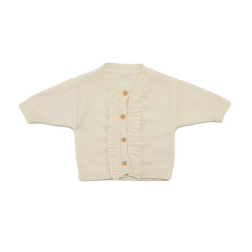 Cardigan Bebê Flor Off-White
