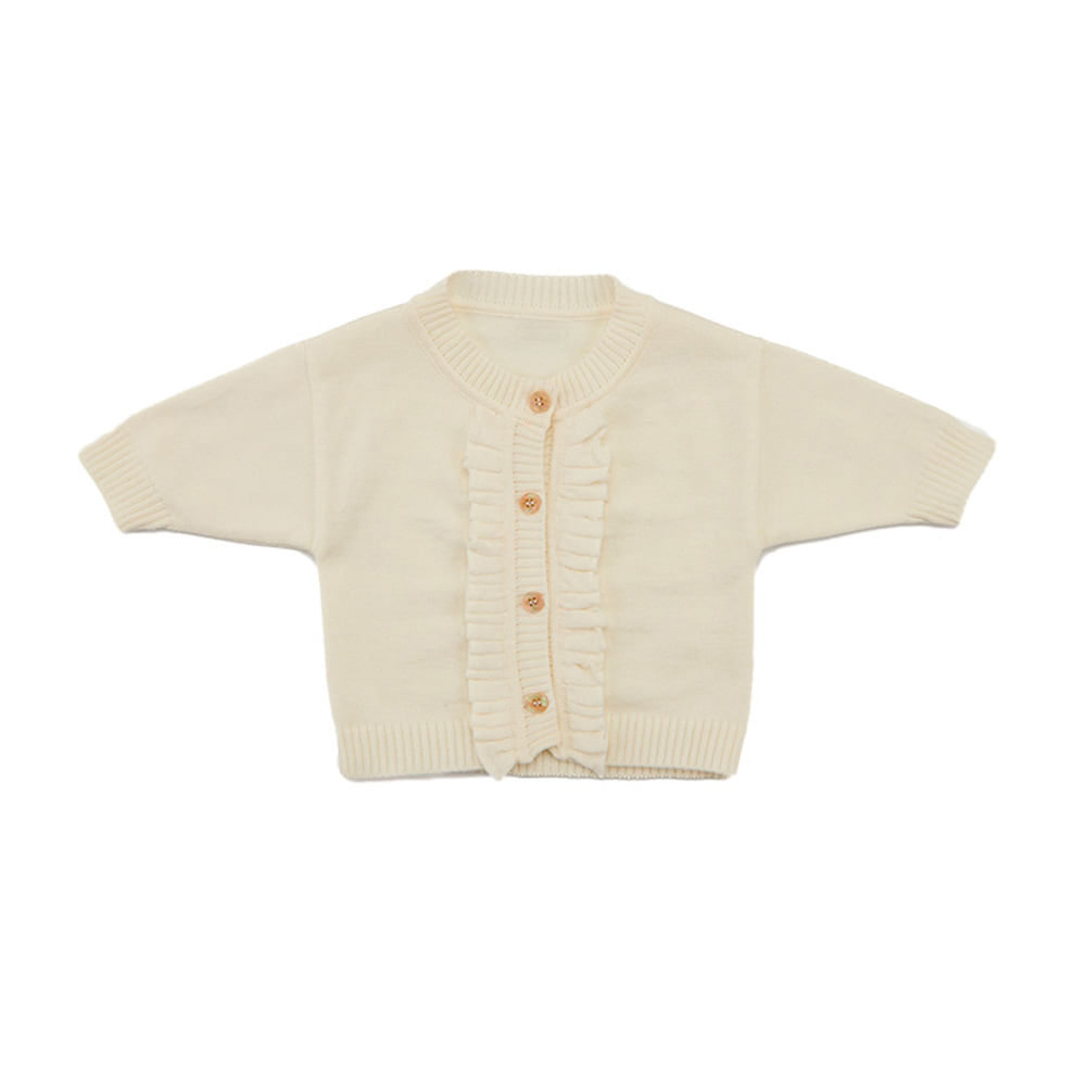 Cardigan Bebê Flor Off-White