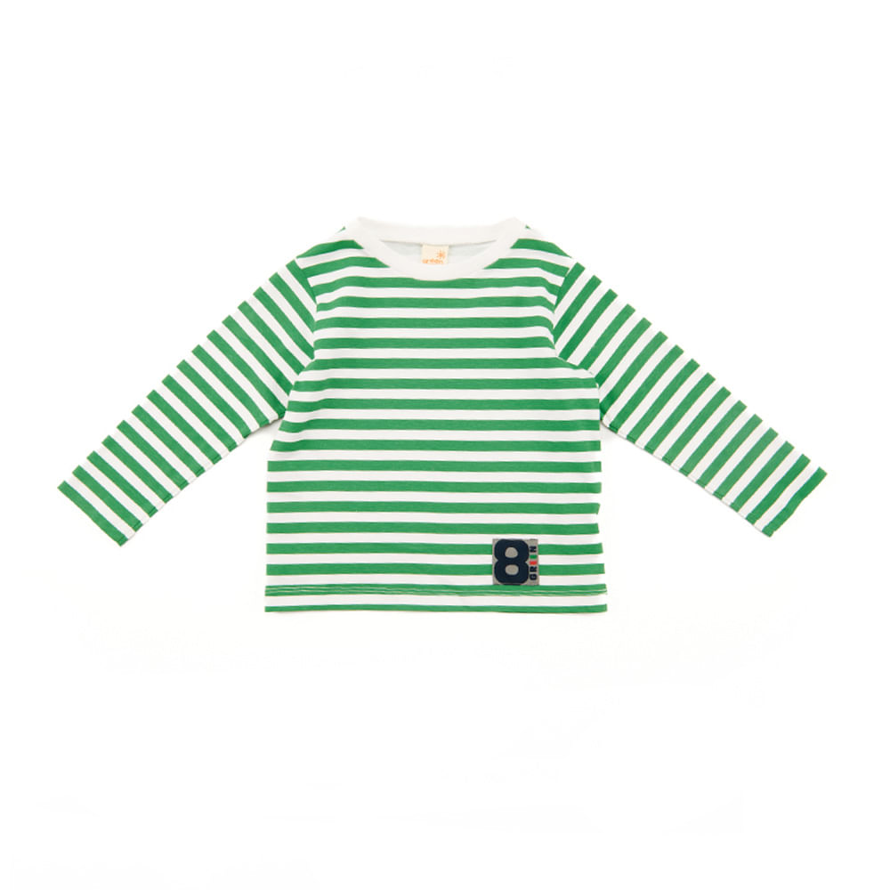 Camiseta Toddler Stripe Manga Longa Verde