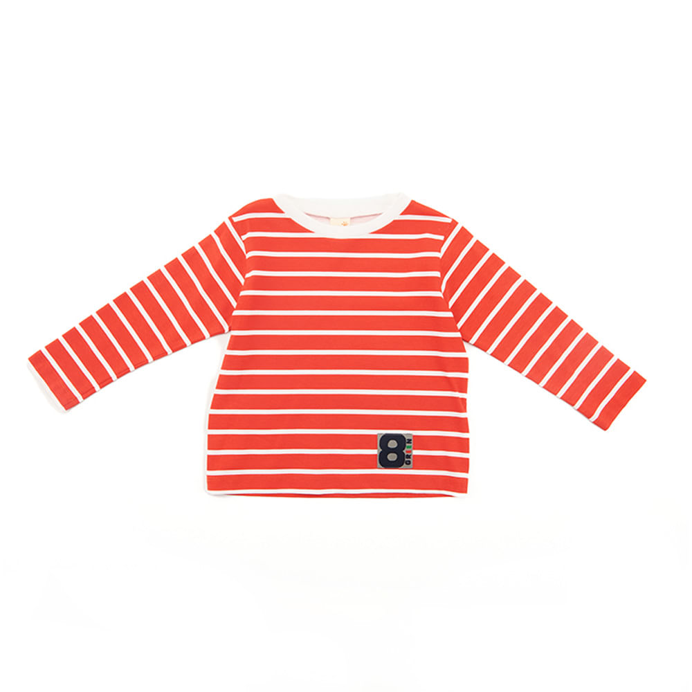Camiseta Toddler Stripe Manga Longa Vermelha