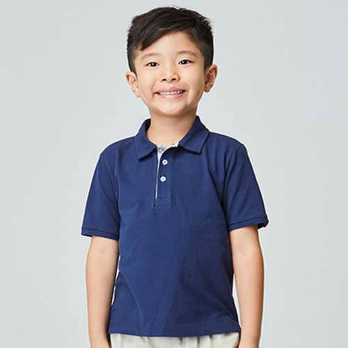 Polo Infanto Piquet Básica Azul