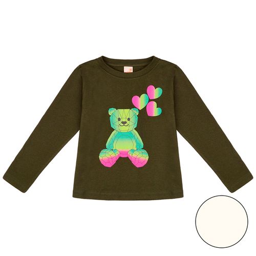 Camiseta Toddler Super Bear Manga Longa Off-White