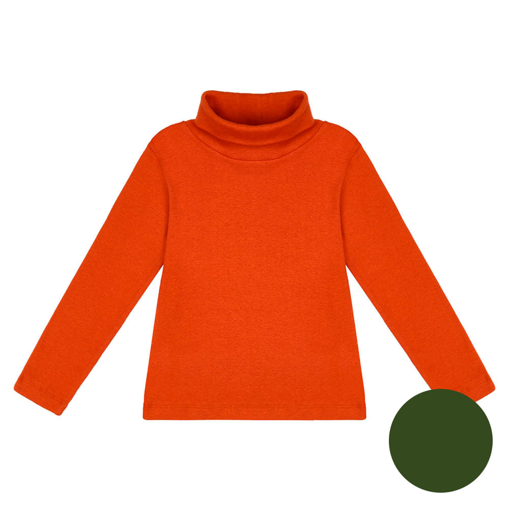 Camiseta Infantil Rib Gola Verde Manga Longa