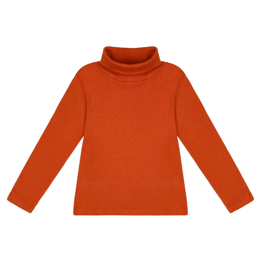 Camiseta Infantil Rib Gola Laranja Manga Longa