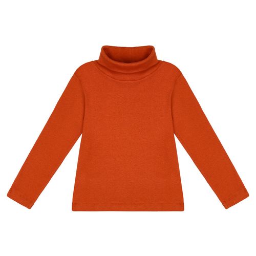Camiseta Infantil Rib Gola Laranja Manga Longa