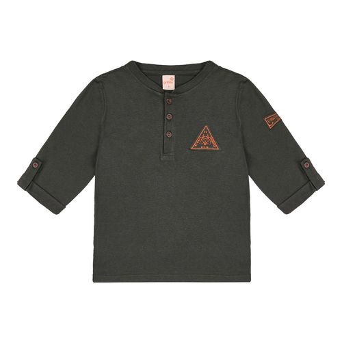 Camiseta Infantil Henley Manga Longa Verde
