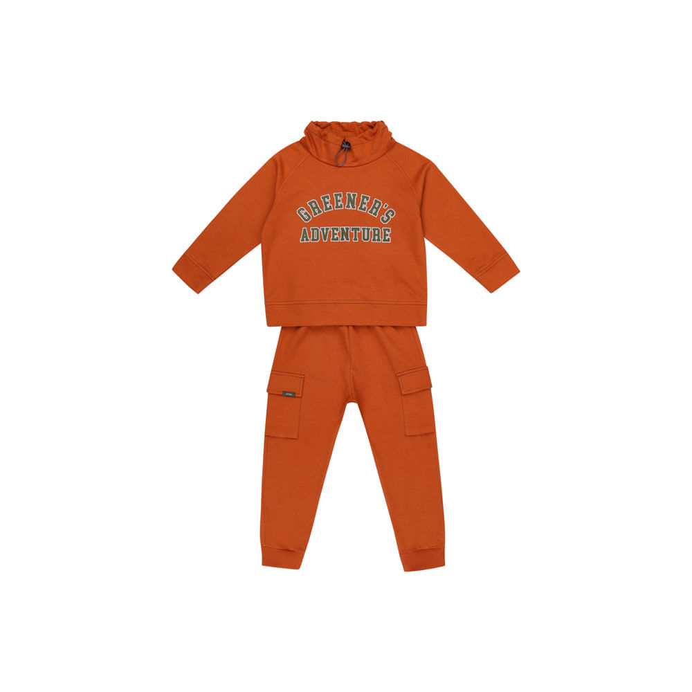 Conjunto Infantil Adventure Manga Longa Laranja