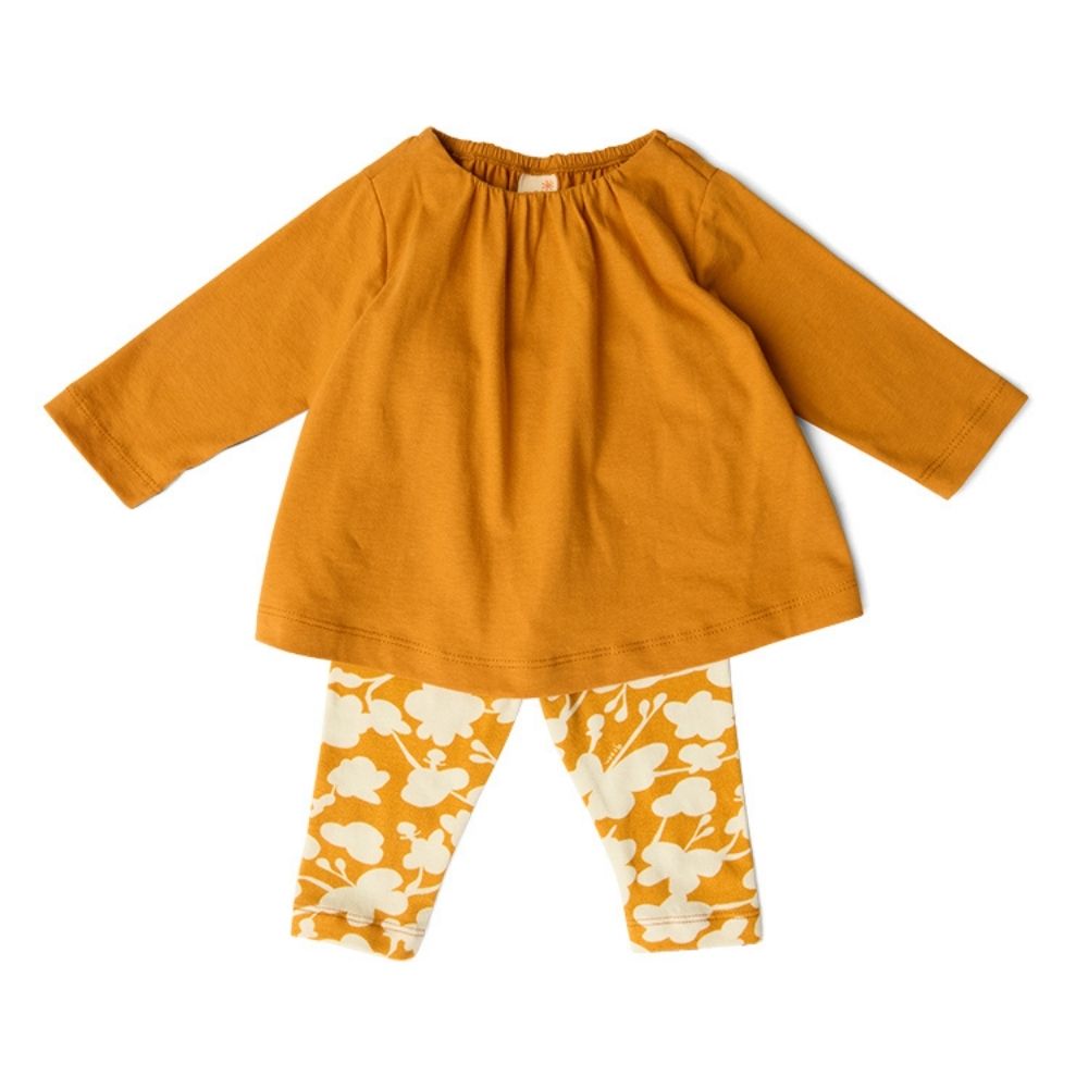Conjunto Bebê Cotton Manga Longa Amarelo