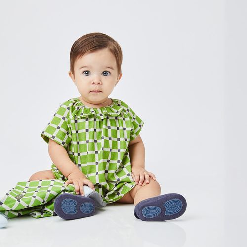 Vestido Bebê Grid Verde