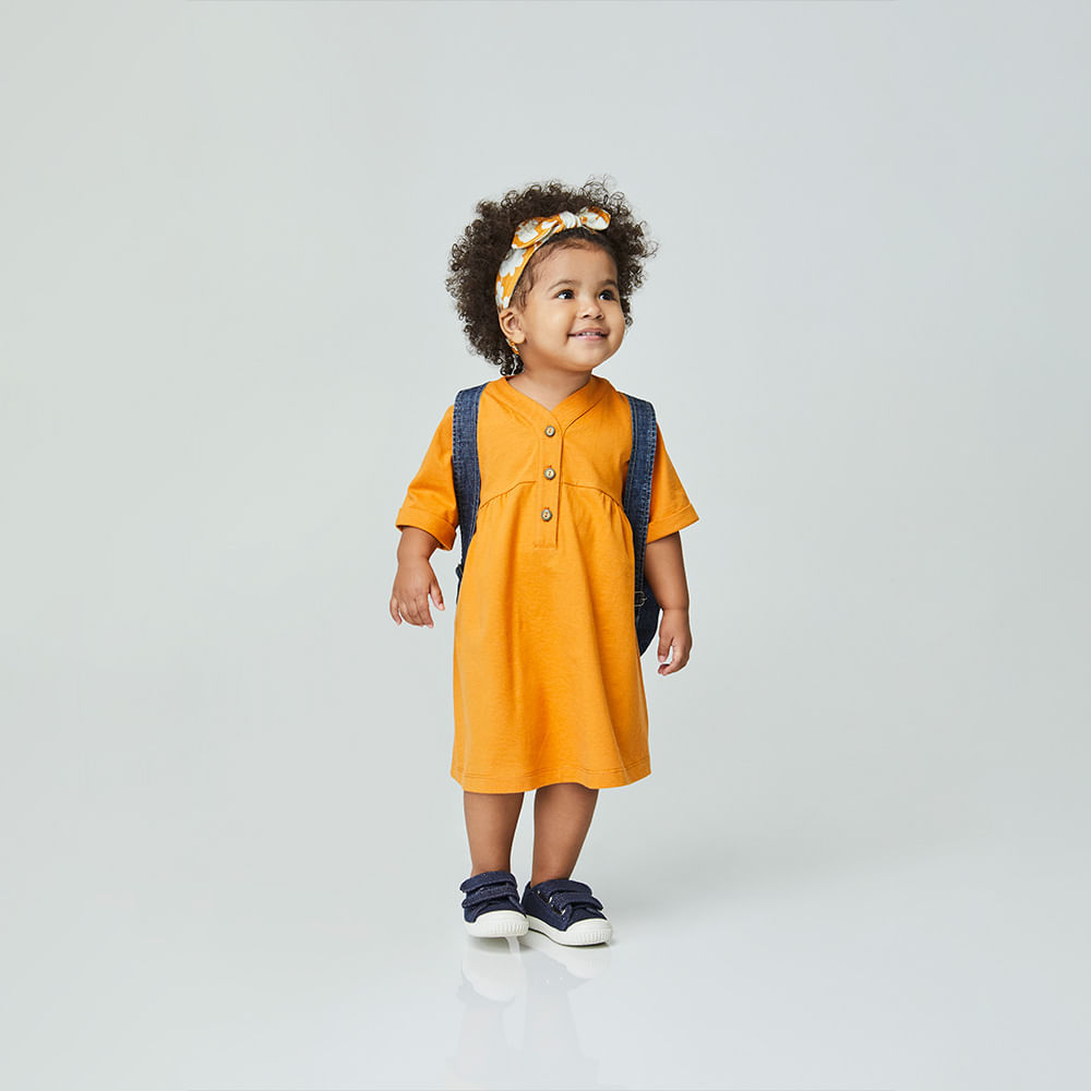Vestido Toddler Outono Amarelo
