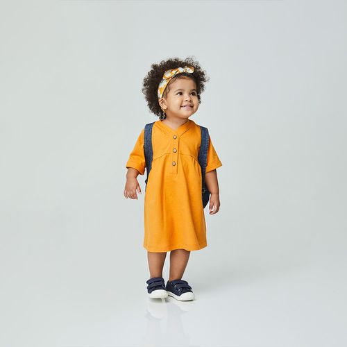 Vestido Toddler Menina Outono Amarelo