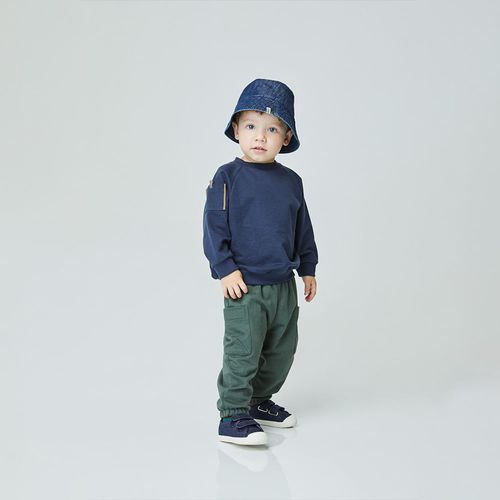 Conjunto Toddler Menino Side Pockets Manga Longa Azul