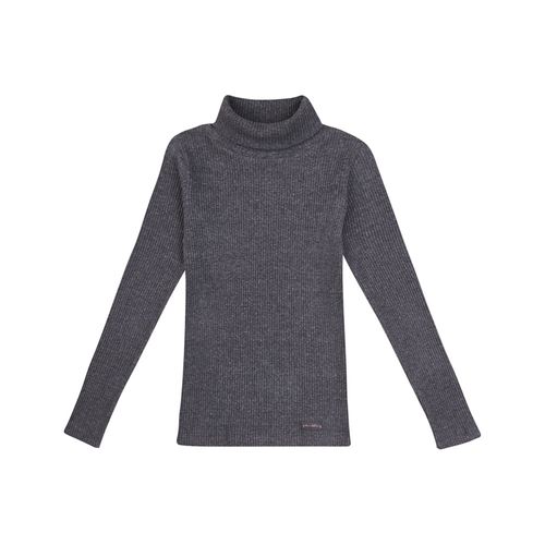 Blusa Infantil Plissada Manga Longa Cinza