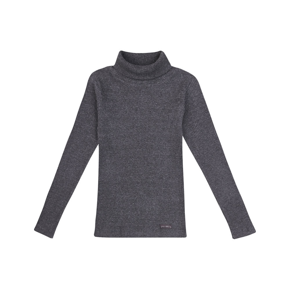 Blusa Infantil Plissada Manga Longa Cinza