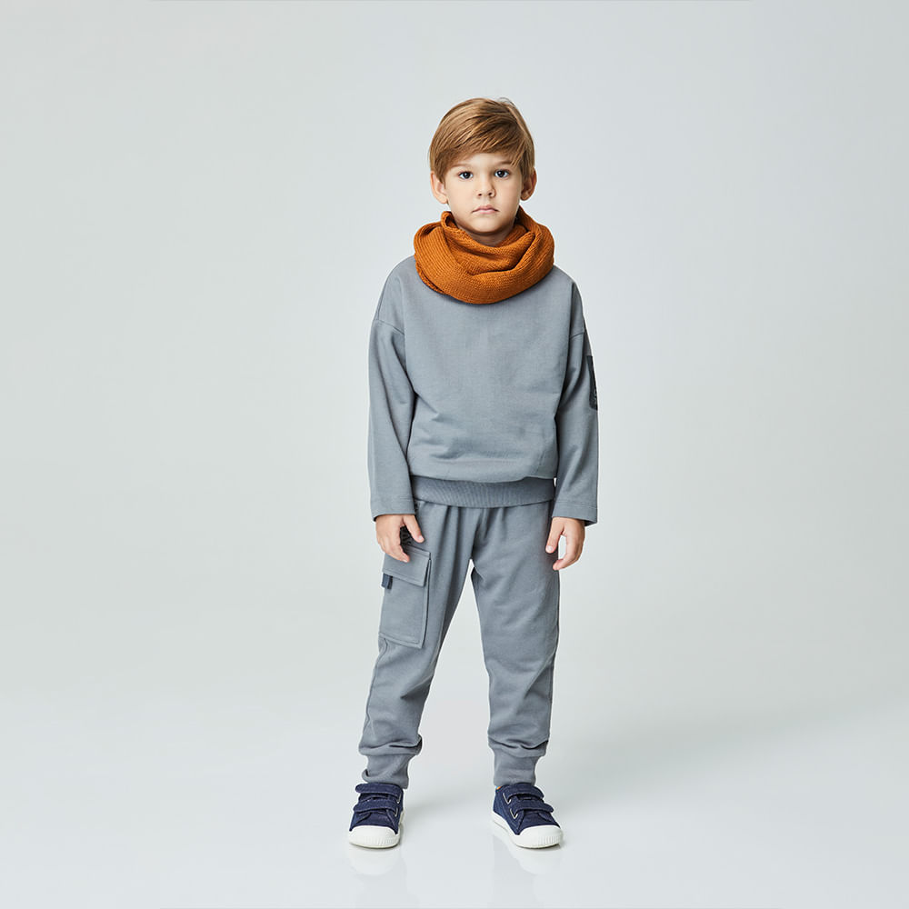 Conjunto Infantil Warm Manga Longa Cinza