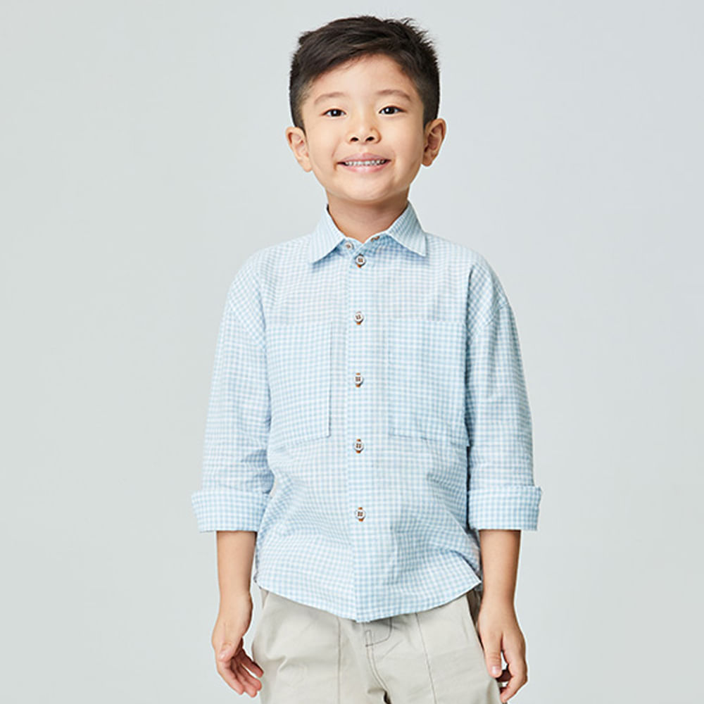 Camisa Infantil Nuvem Manga Longa Azul