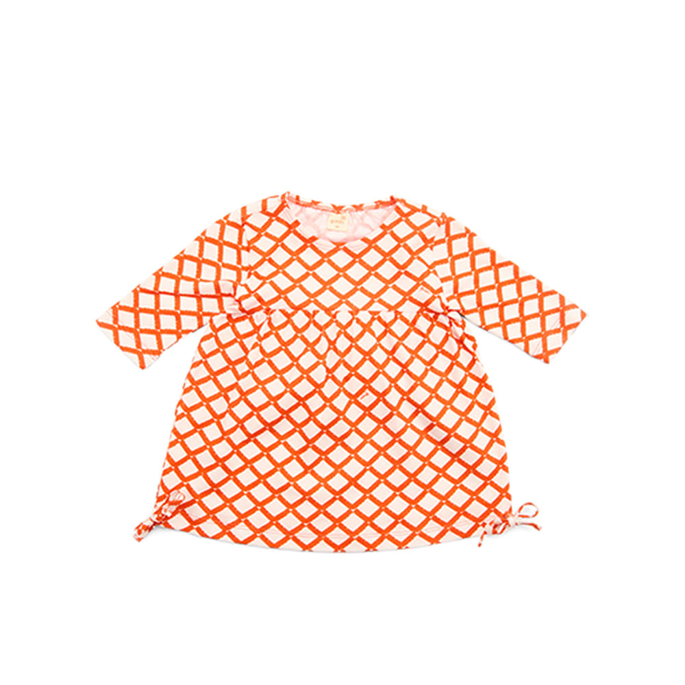 Vestido Bebê Labirinto Manga Longa Vermelho