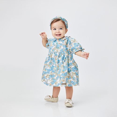 Vestido Bebê Flora Azul