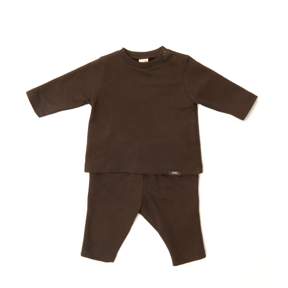 Conjunto Bebê Moletinho Manga Longa Chumbo