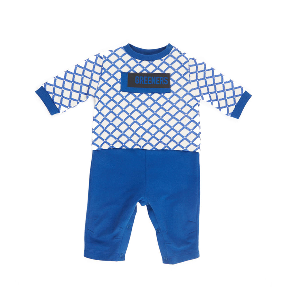 Macacão Bebê Labirinto Manga Longa Azul