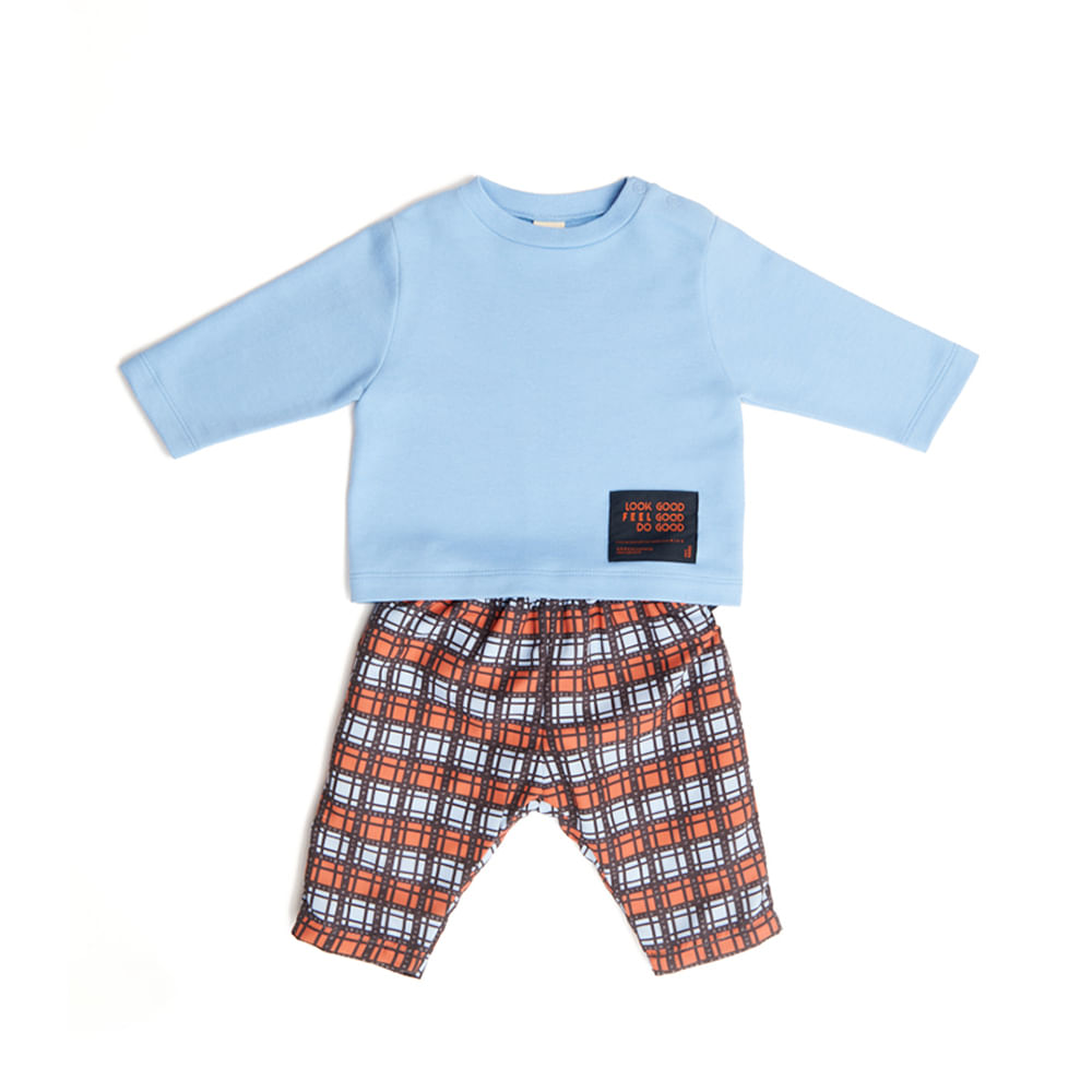 Conjunto Bebê infinito Manga Longa Azul