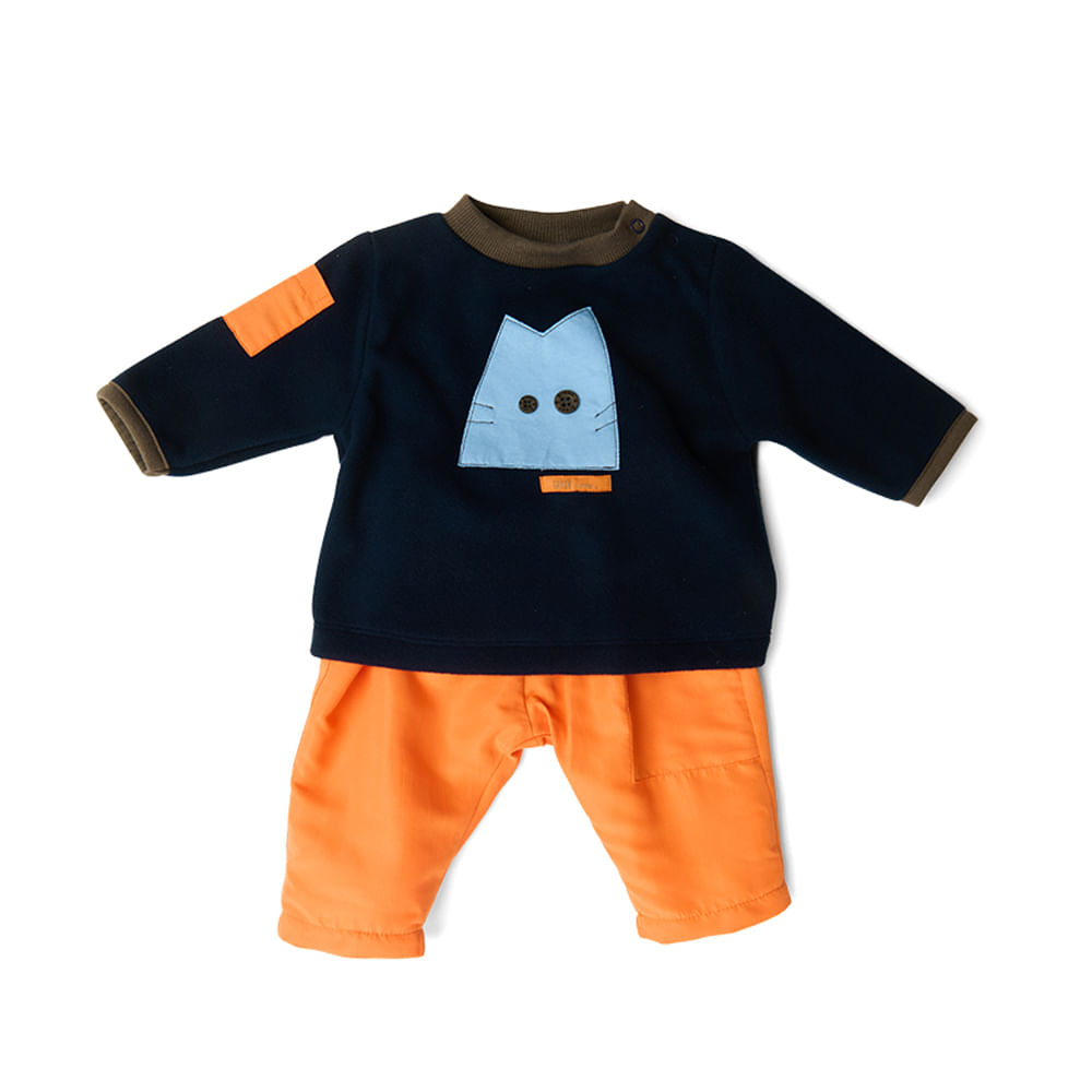 Conjunto Bebê Cat Manga Longa Azul