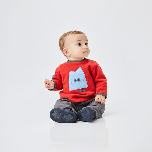 Conjunto Bebê Cat Manga Longa Vermelho