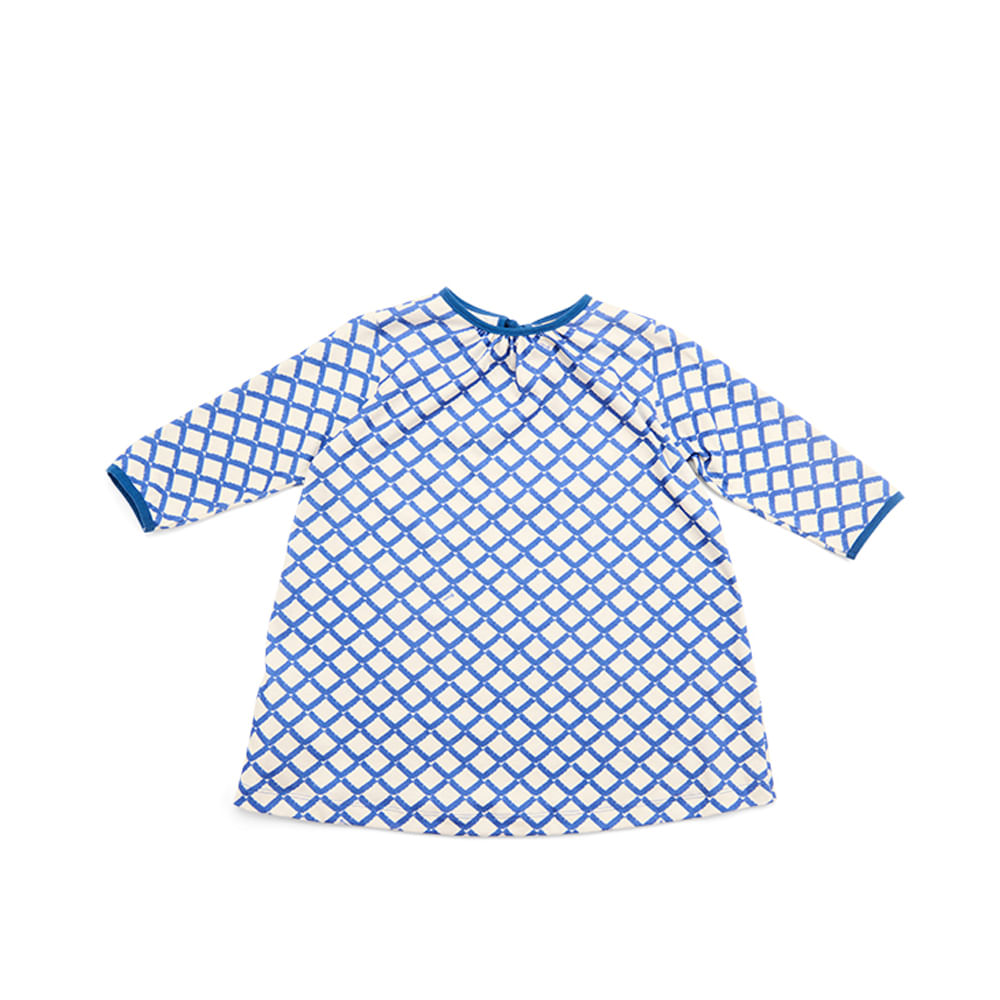 Vestido Toddler Labirinto Manga Longa Azul