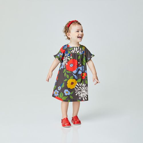 Vestido Toddler Jardim dos Sonhos Chumbo