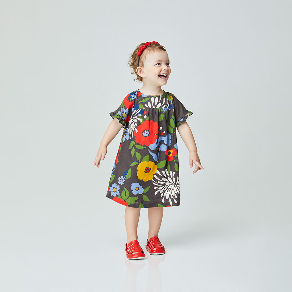 Vestido Toddler Jardim dos Sonhos Chumbo